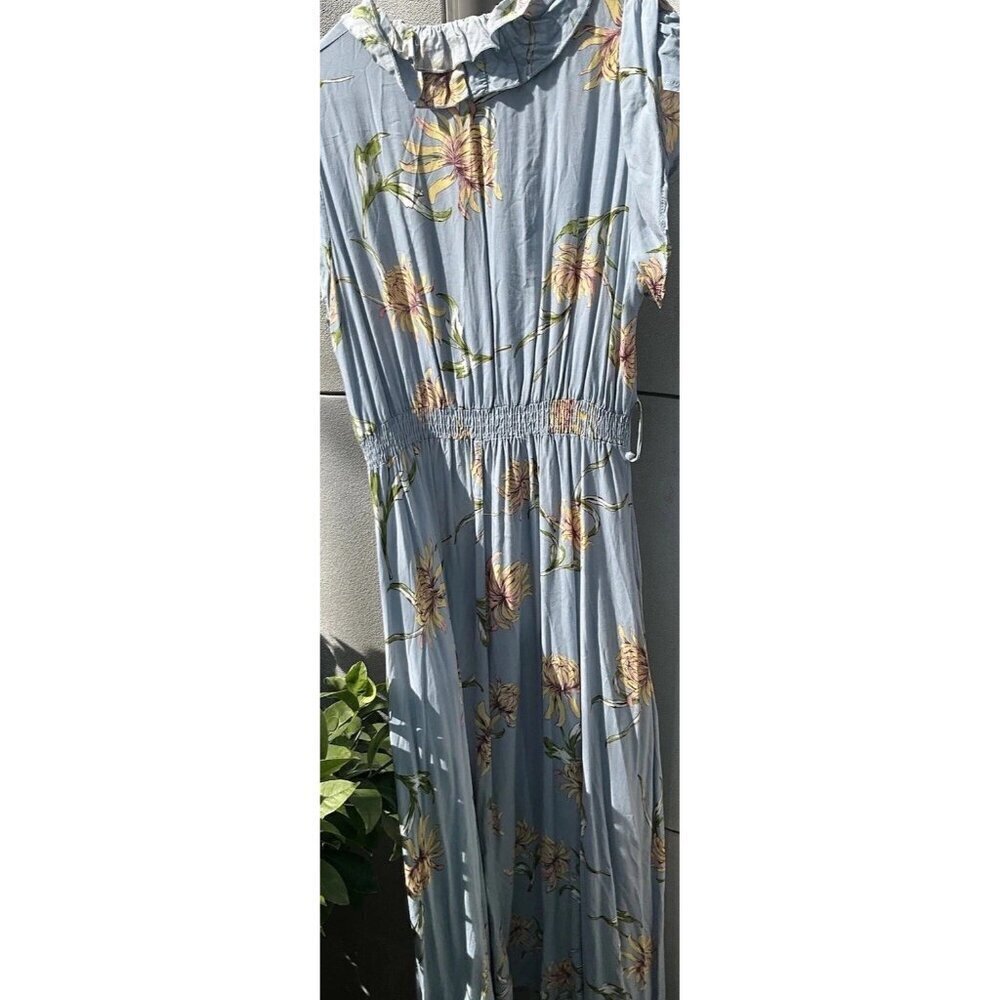 Jaase Maxi Dress Women's Medium Red Floral Button Front Smocked Waist Prairie